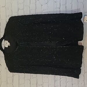 New Black size Small  Silk Beaded Statement Formal Evening Jacket Old Stock